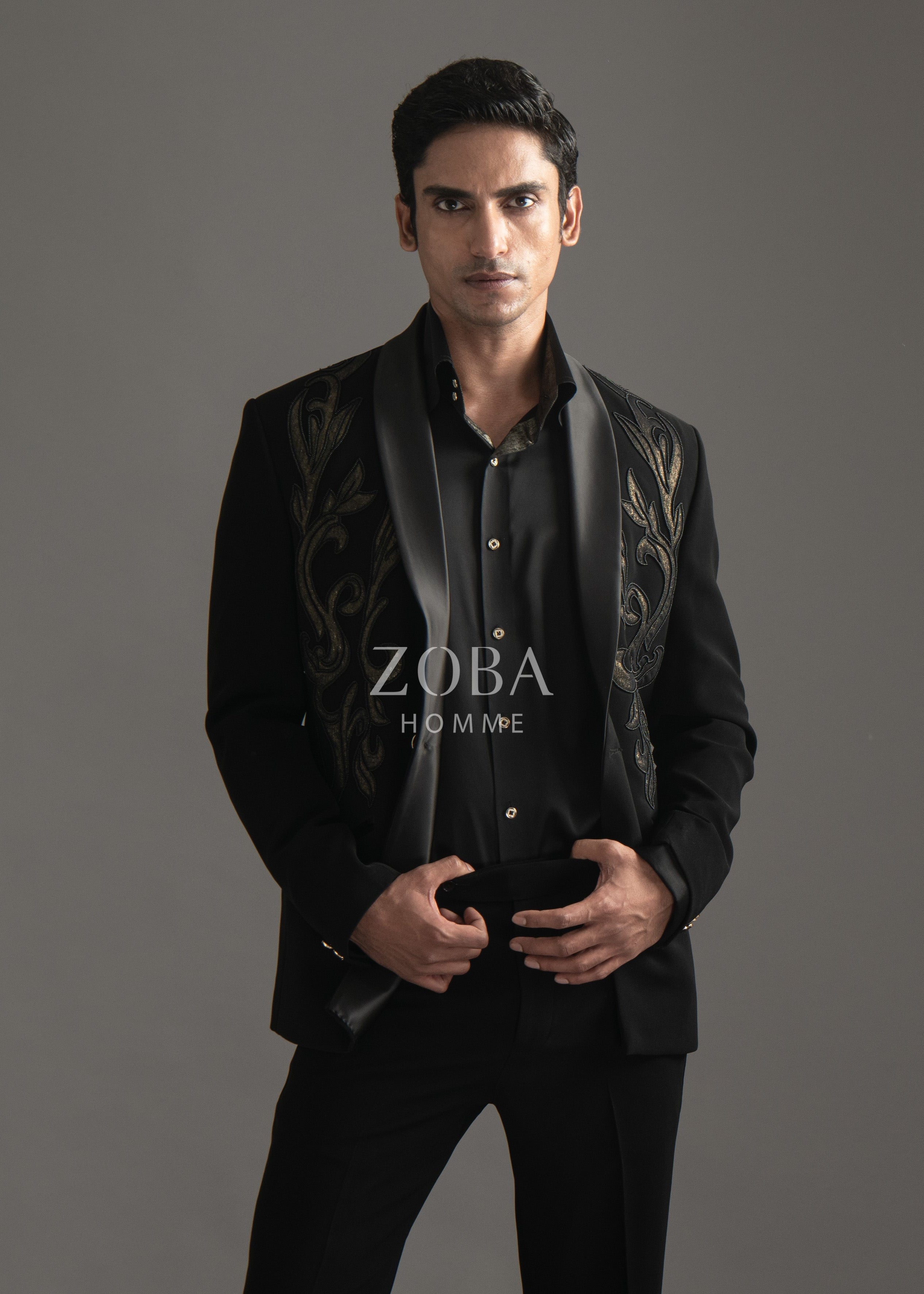 Frondose Black Tuxedo Suit