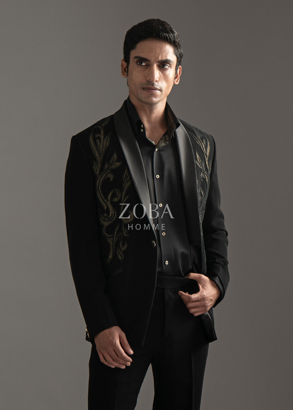 Frondose Black Tuxedo Suit