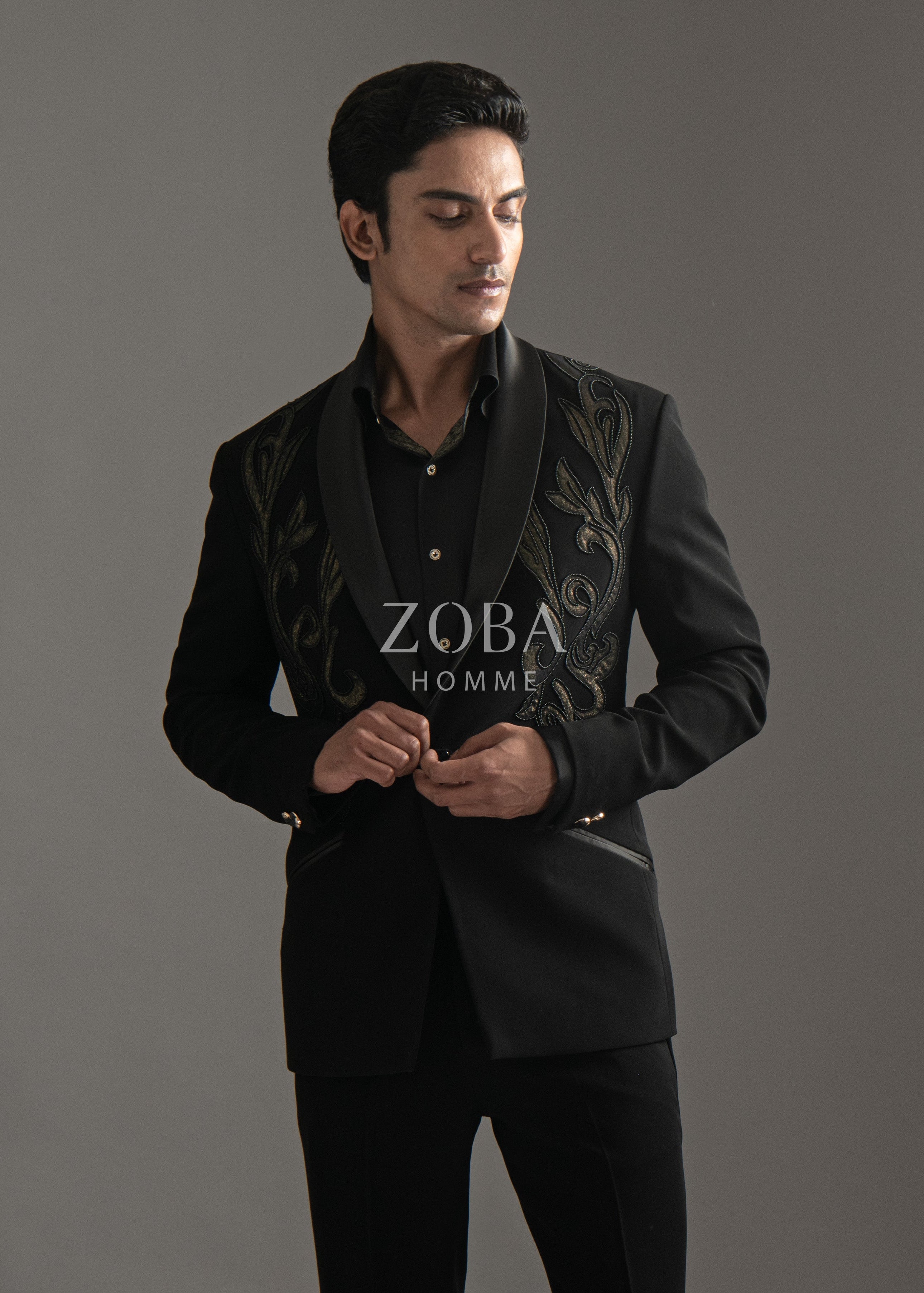 Frondose Black Tuxedo Suit