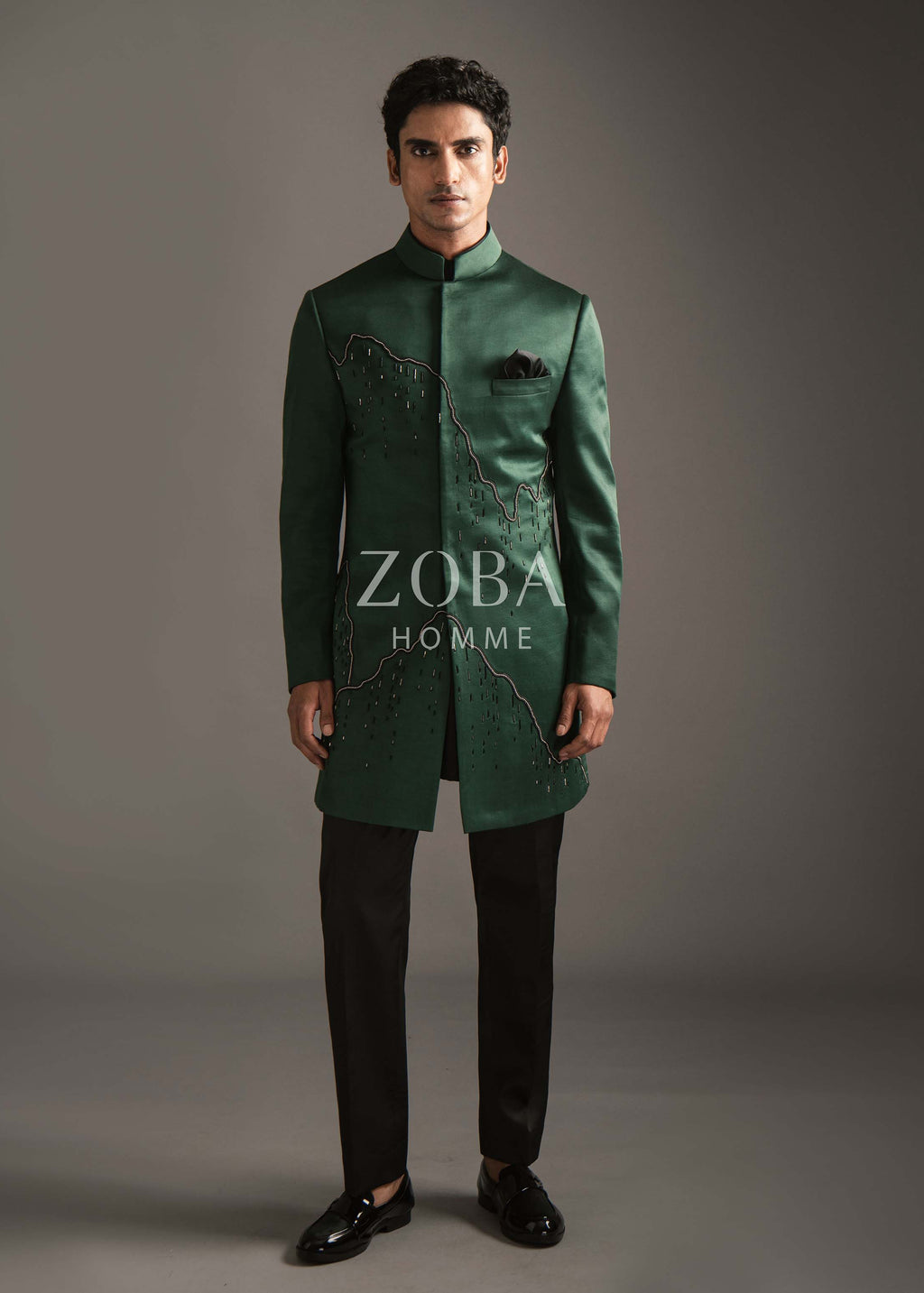 Globule Emerald Indo Western Set