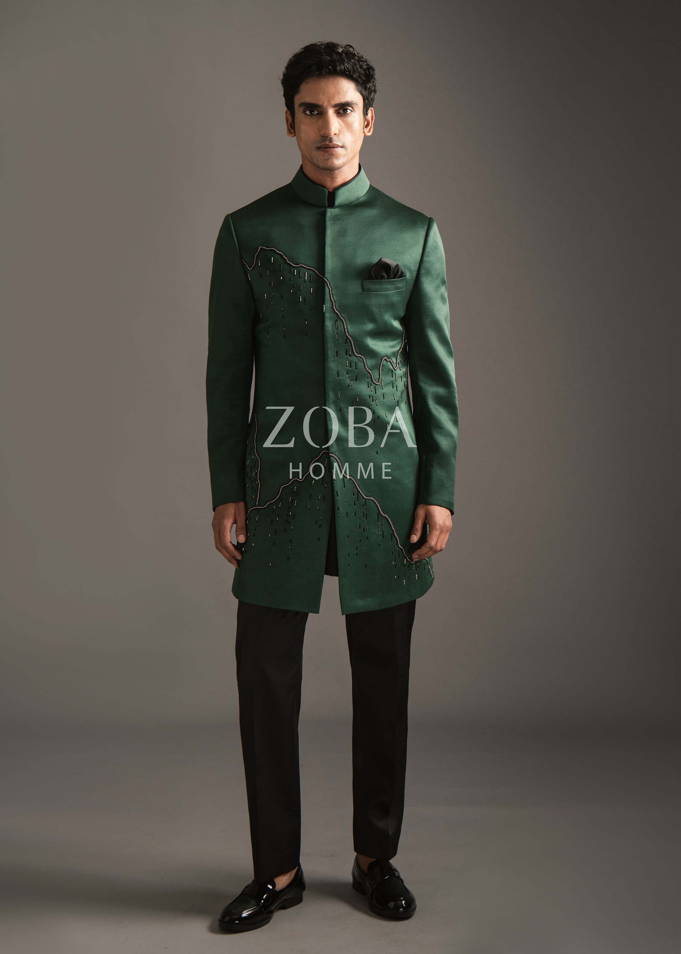 Globule Emerald Indo Western Set