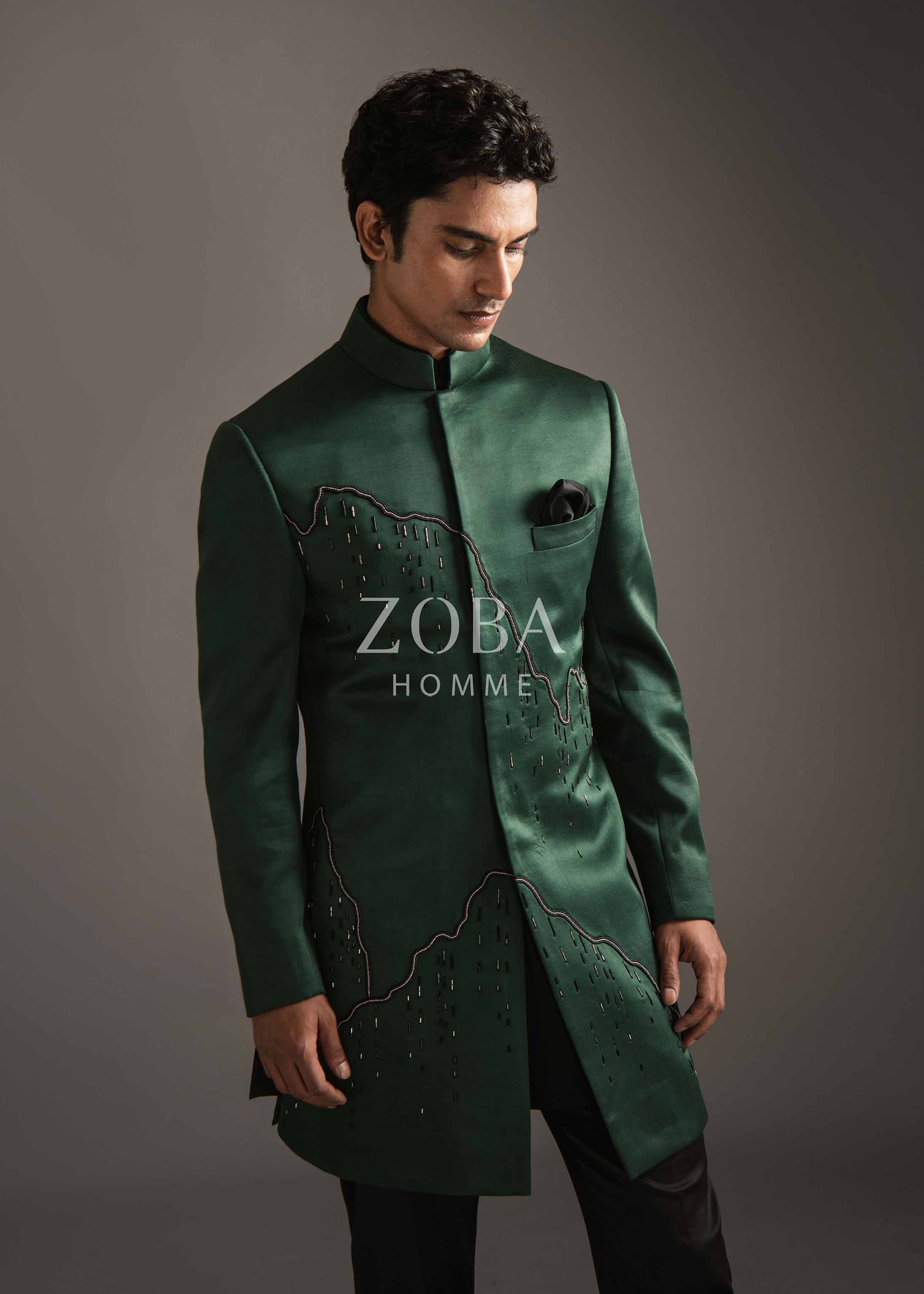 Globule Emerald Indo Western Set