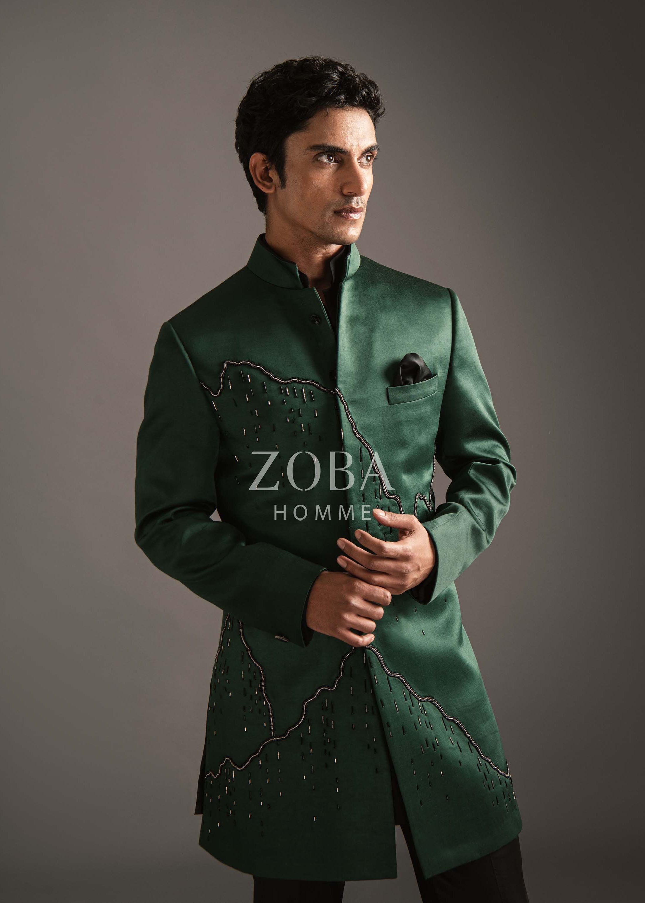 Globule Emerald Indo Western Set