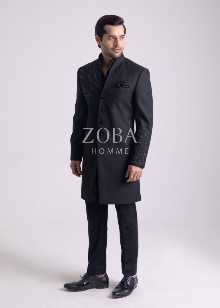 Black Flame Indo Western Set