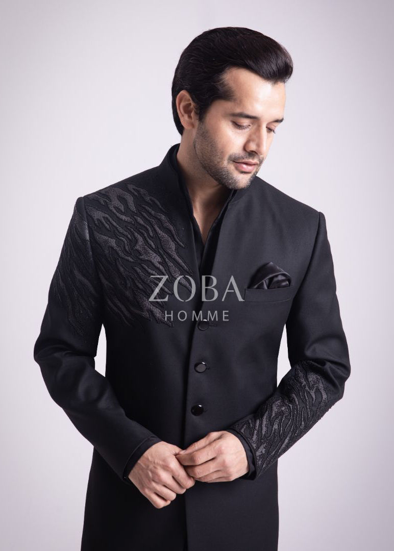 Black Flame Indo Western Set