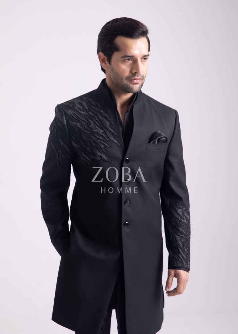 Black Flame Indo Western Set